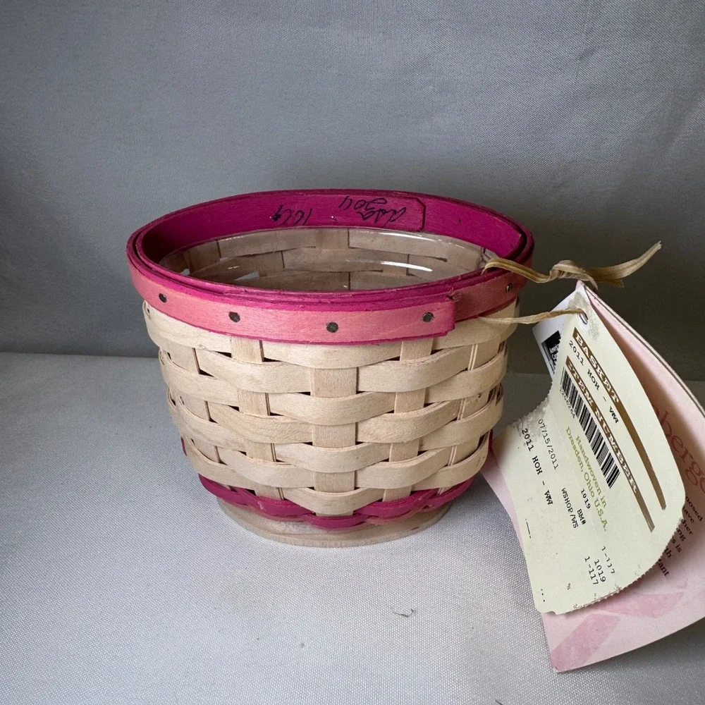Longaberger 2011 Horizon of Hope Pink Handwoven Basket with Protector NWT